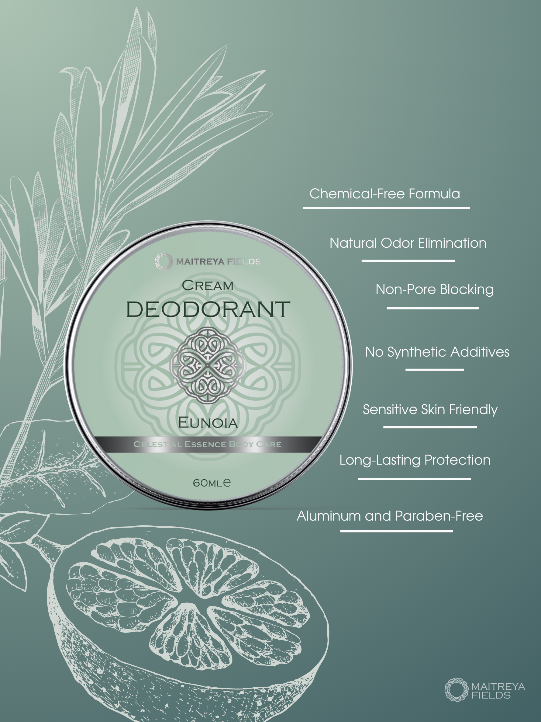 Déodorant Crème - Eunoia, Arbre à Thé & Pamplemousse - UNISEXE