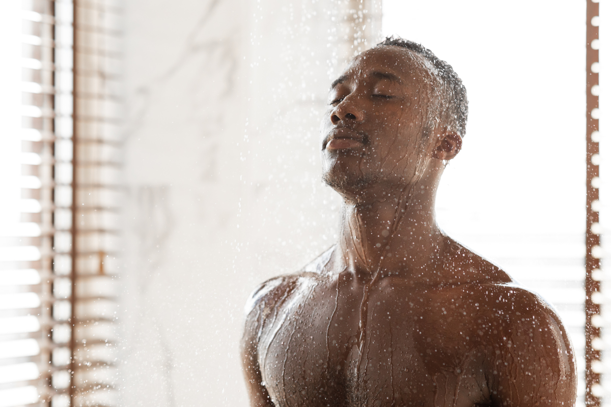 man having bath